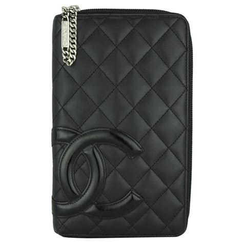 chanel cambon zip long wallet black calfskin silver hardware 2013|Chanel Cambon Wallet .